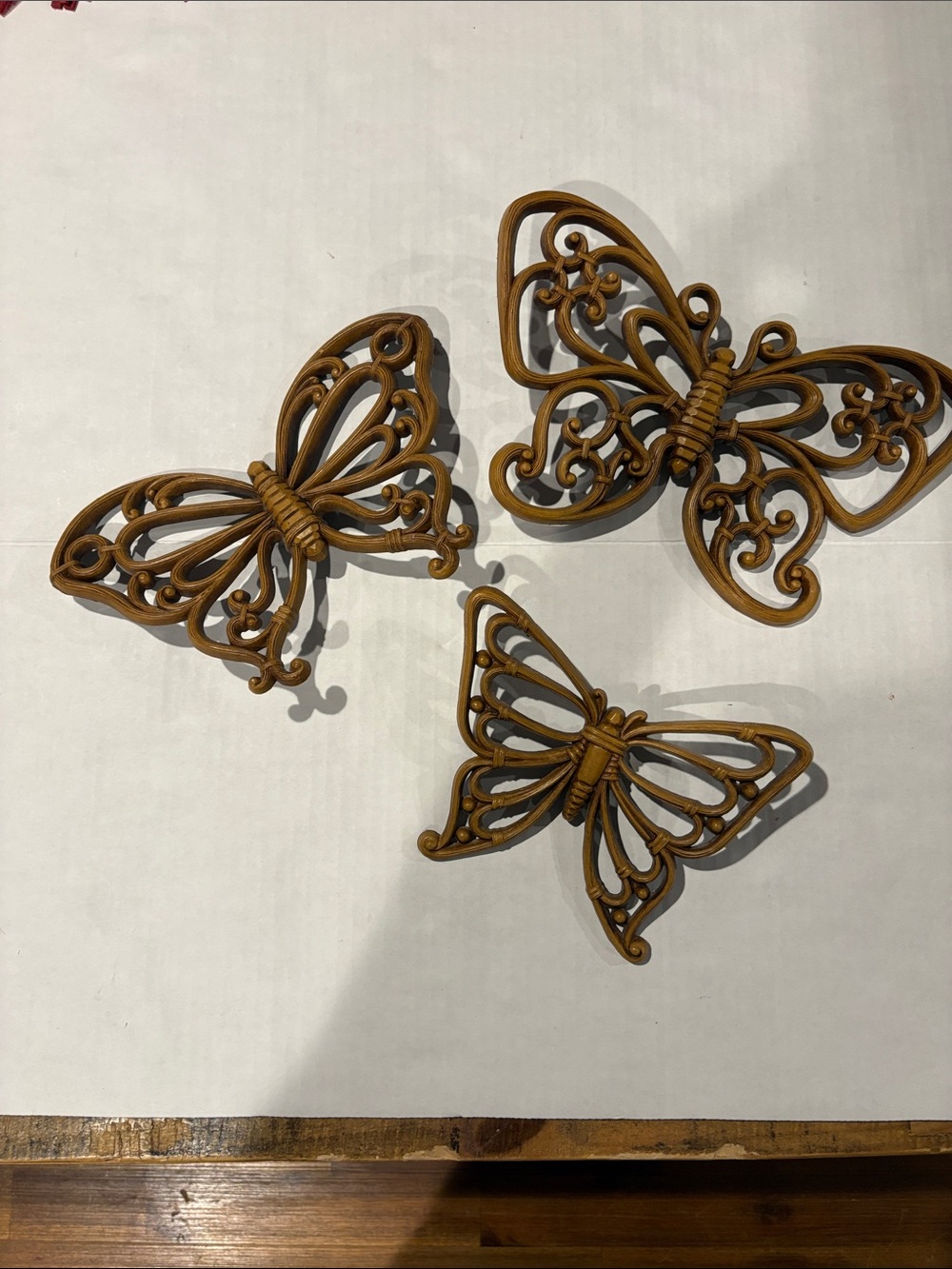Homco Ornate Brown Butterfly Wall Trio